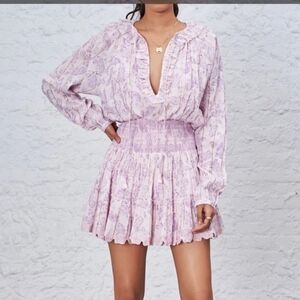 NEW House Of Harlow 1960 Lilac 100% Rayon Gauze Tiered Flowy Summer Dress Sz XS